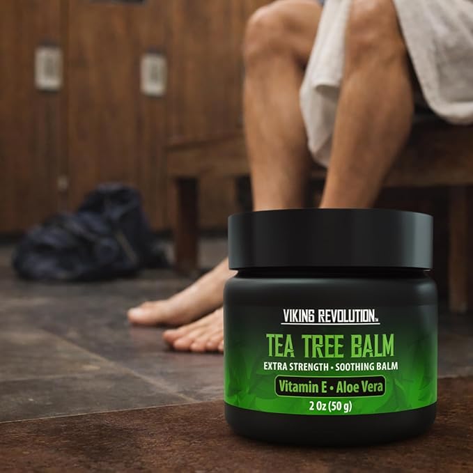 Viking Revolution Tea Tree Oil Balm - Foot Cream for Dry Skin - Deeply Moisturizing Formula with Aloe Vera, Vitamin E & Eucalyptus - Soothes & Hydrates Rough Hands, Elbows & Feet (2 Oz, Pack of 1)