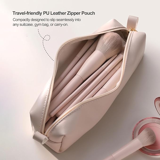 Kingtree Travel Makeup Brush Set, 13PCS Professional Makeup Brushes with Pouch, Portable Travel Makeup Brushes for Girls, Easy-taken Full Face Cosmetic Brushes for Beginners