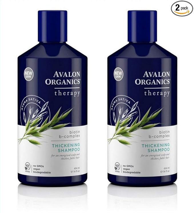 Avalon Organics Biotin B-Complex Thickening Shampoo, 14 Fluid Ounce (Pack of 2)