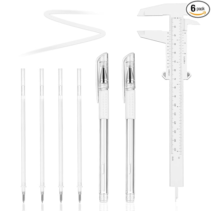 Eyebrow Microblading Marker Pen, 2 Pcs Brow Mapping Pens with with 4 Replacement Refills and 1 Ruler, Makeup Tattoo Skin Marker Pen, Brow Lamination Supplies for Eyebrow Lip Skin(White)