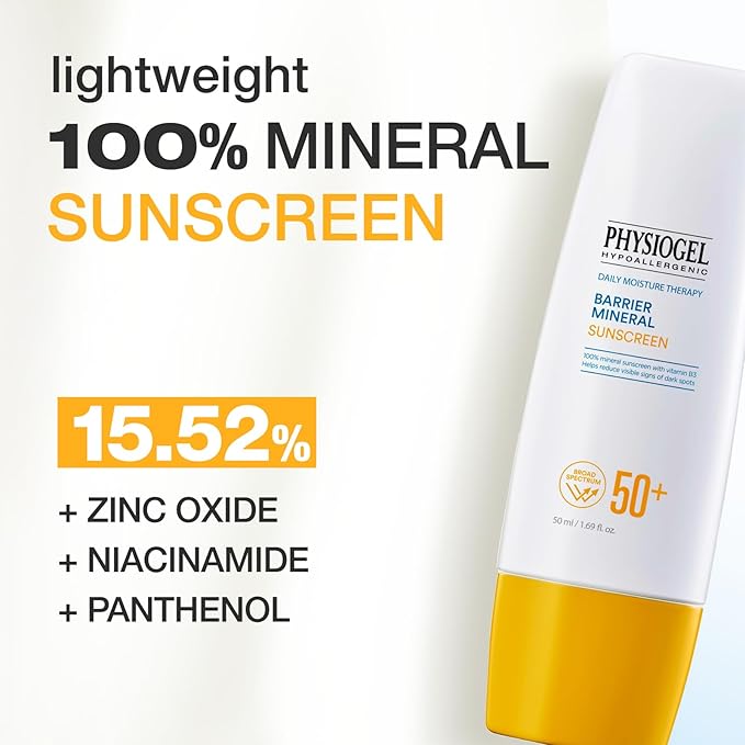 Physiogel Lightweight Moisture Korean Sunscreen, Broad Spectrum SPF 50+, Water Resistant & Safe for Sensitve Skin, Reef Friendly, Paraben-Free, Dermatologically Tested, Korean Skin Care. (Pack of 2)