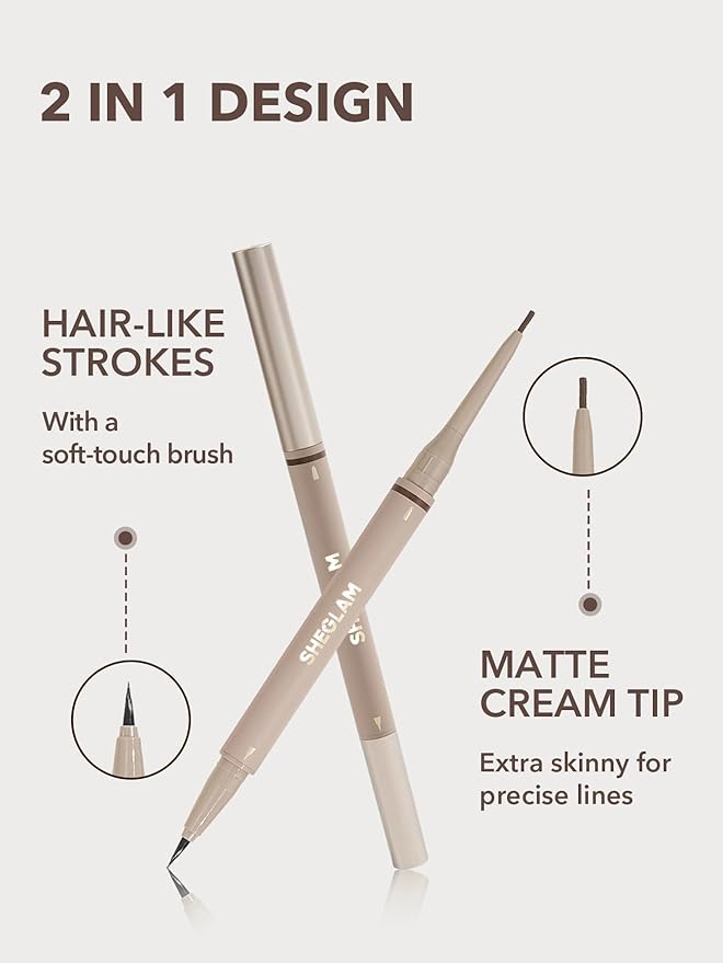 SHEGLAM Dual-Sided Eyebrow Pencils Cream Waterproof Long Lasting Eye brow Pen Makeup-Espresso