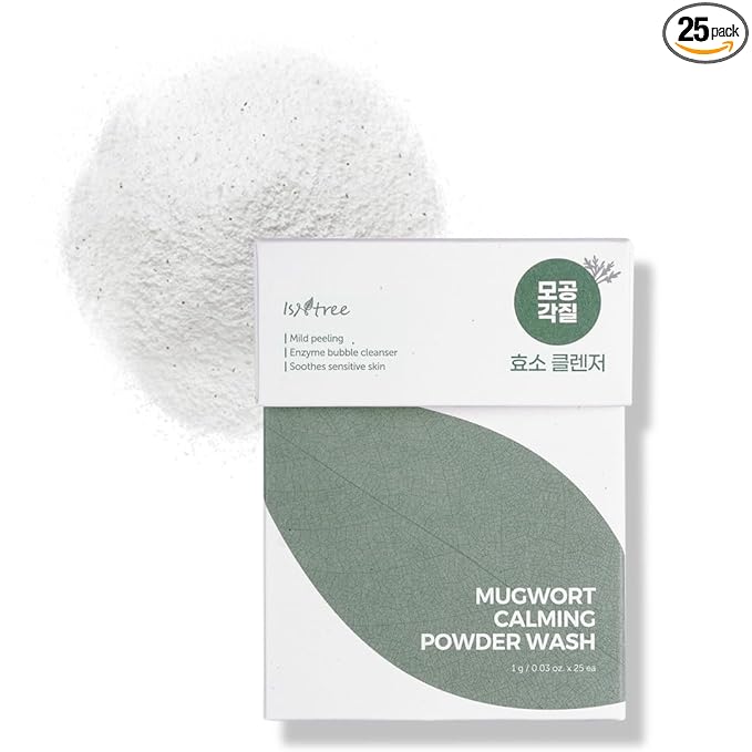 ISNTREE Mugwort powder wash 1g 0.03oz x 25ea | Mild peeling | Enzyme bubble cleanser | Soothes sensitive skin
