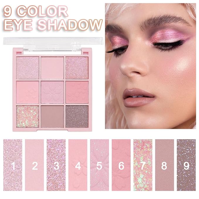 CAKAILA Light Pink Eyeshadow Palette,Neutral Nude Powder Eye Shadow for Older Women,Natural Long Lasting Naturing-Looking Pink Makeup Palette,Talc,Paraben Vegan & Cruelty Free