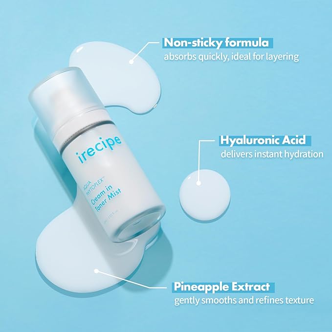 Aqua Phytoplex Cream in Toner Mist, Milky Toner with Hyaluronic Acid, Ultra-Fine Mist for Skin Barrier & Texture Refining, Non-Comedogenic, Fragrance Free, Vegan, Korean Skincare, 2.03 oz