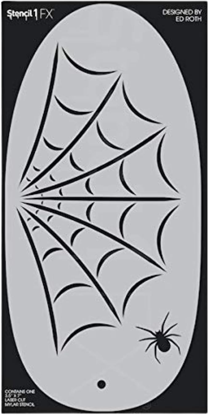 Stencil1FX - Spiderweb and Spider Eye Makeup Stencil for Costumes, Dress Up, Halloween, Cosplay, Face Painting, Raves, Festivals, Parades, Parties, Witches, Vampires