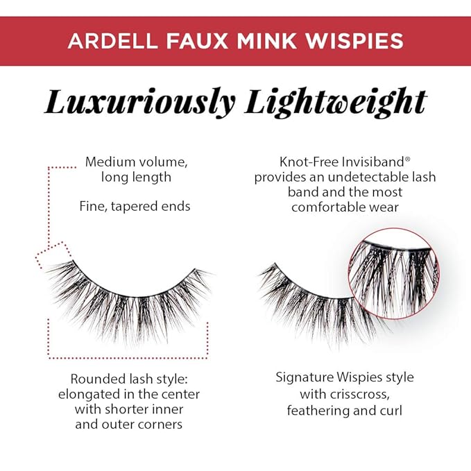 Ardell Faux Mink False Eyelashes, Wispy Natural Lashes, Reusable, Soft & Lightweight for Everyday Glam, Multipack - 2 Pack x 4 Pairs