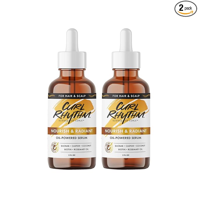 Nourish and Radiant Oil-Powered Serum - Nourishing Hair Oil - Non-Greasy Scalp Care - Hair Serum with Biotin for All Curl Types - 2 pc