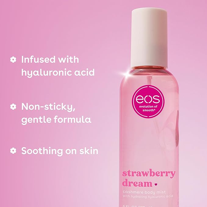 eos Strawberry Dream Scent Layering Bundle - Body Wash, Body Mist, Body Lotion