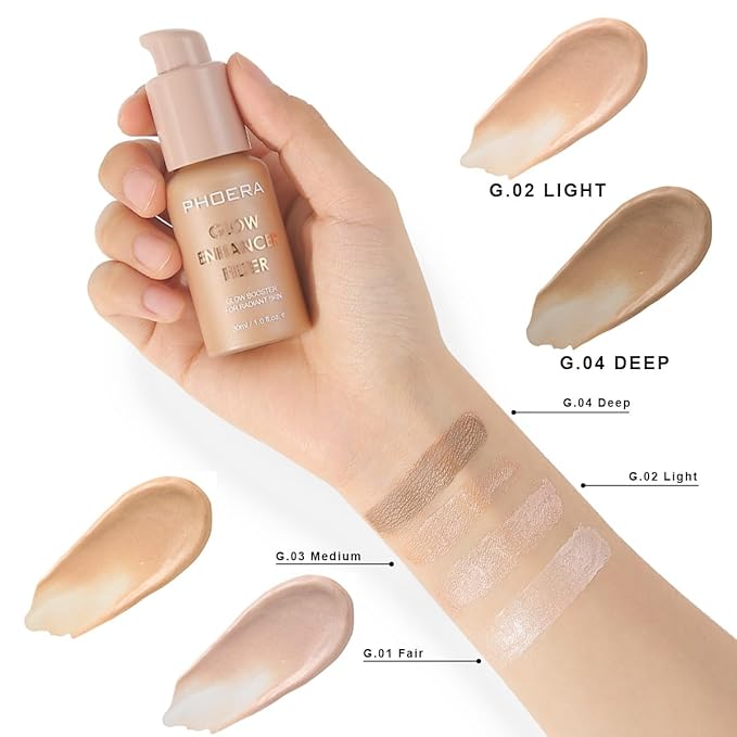 PHOERA Skin Glow Tint Foundation,Natural Radiant Flawless Filter Effect Silk Perfect Illuminating Foundation. (02 Light)