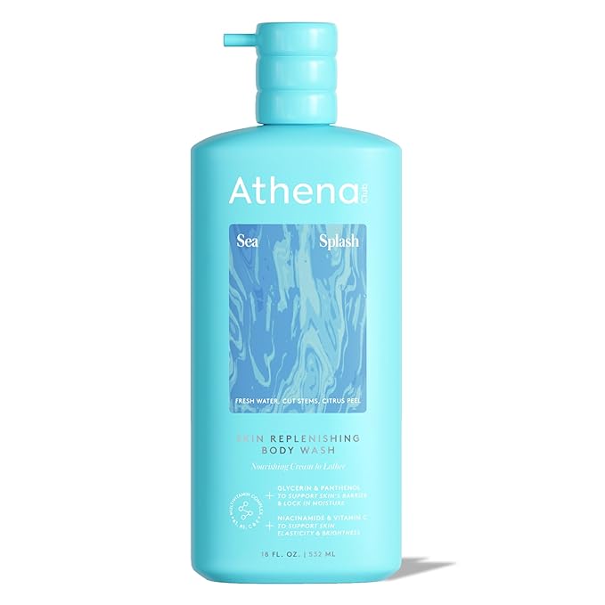 Athena Club Skin Replenishing Body Wash for Women, Sulfate Free Nourishing Cleanser with Niacinamide, Gently Cleanses Without Stripping, Sea Splash Fresh Scent, 18 fl oz
