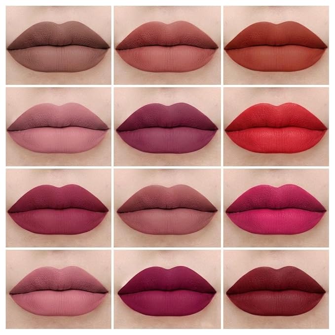 BAISEN DIARY 12 Colors Book Style Velvet Matte Liquid Lipstick Christmas Gift Set Long-Lasting Non-Stick Cup Not Fade Shimmer Nude Lip Gloss Thanks For the Love Lip Set (Set B)