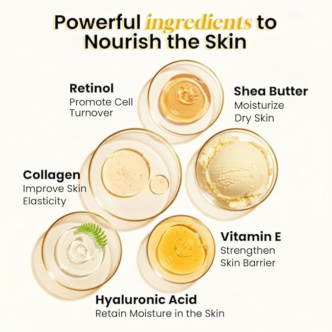 Retinol Cream for Face Anti Aging: Wrinkle Cream for Face Neck with Collagen Hyaluronic Acid - Night Moisturizer for Men Women - Facial Skin Care Gift for Mom Dad Sister (2 Packs)