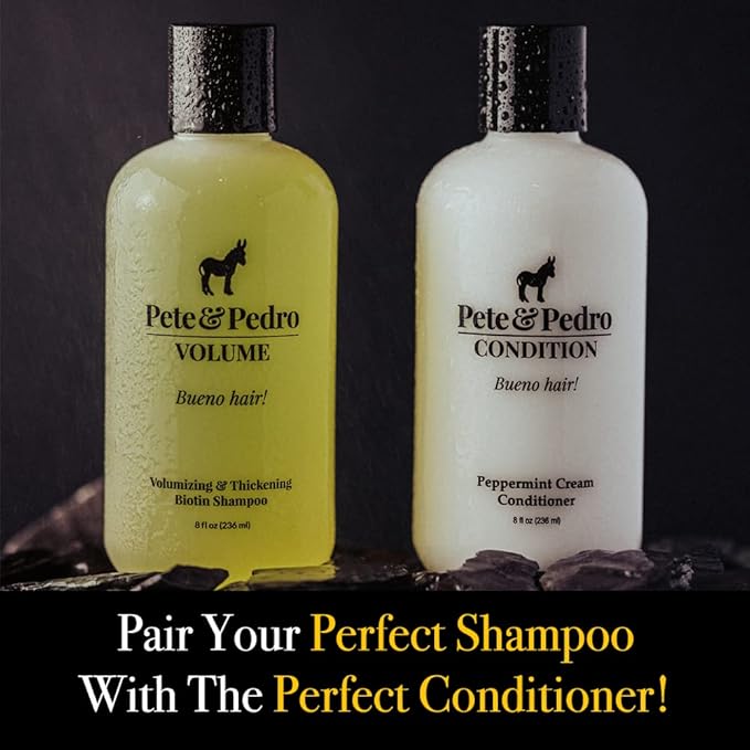 Pete & Pedro VOLUME SHAMPOO - Volumizing & Thickening Biotin Hair Strengthening Men's & Women Daily Cleansing Shampoo | Alcohol & Paraben Free | As Seen on Shark Tank, 8.5 oz.