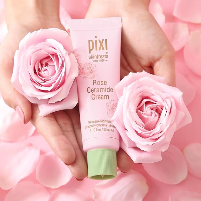 Pixi Beauty Rose Ceramide Hydrating Face Cream | Rose Infused Ceramide Daily Moisturizer | Ultra Rich Barrier Repair Cream for Radiant & Supple Skin Care | 1.70 Fl Oz
