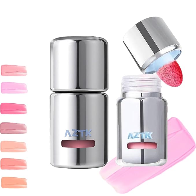 Aztk Liquid Blush, Aztk Jelly Color Liquid Blushes, Blush for Cheeks, Blushes Lotion with Sponge Head, High-Pigment, Long-Lasting, Waterproof, Matte Finish, 5ml (JC02)