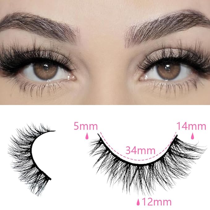 Azenlo False Eyelashes 48 Pairs Faux Mink Lashes 14mm Wispy Lashes 3D Fluffy Cat Eye Lashes Pack Bulk Wholesale Strip Lashes(style 48-045)