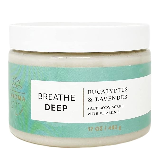 Bath & Body Works Aroma Breathe Deep Eucalyptus Lavender 2 Pack Body Scrub Set with a Natural Oats Sample Soap