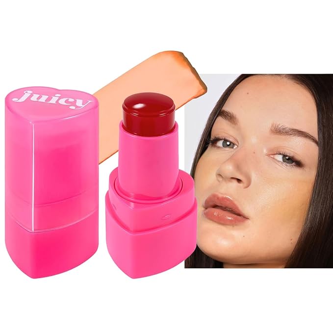 Multi-Use Juicy Love Blush, Cooling Water Jelly Tint Stick, Bouncy Jelly Texture, 3-In-1 Cheek Blush & Eyeshadow & Lip Tinted Long-Lasting Moisture - 1,000+ Swipes Per Stick (#06)