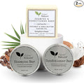 Shampoo Bar and Conditioner Set with Travel Case | Strengthen and Repair Dry Hair | Coconut, Castor Oil, Shea Butter | Made in USA | 2-pk