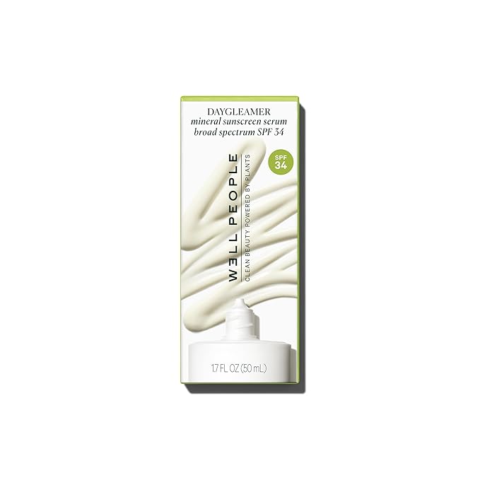 Well People Daygleamer Mineral Sunscreen Serum SPF 34, Blendable Formula with Vitamin C & Niacinamide Hydrates Skin and Delivers Broad-Spectrum Protection, Vegan & Cruelty Free, 1.7 Oz