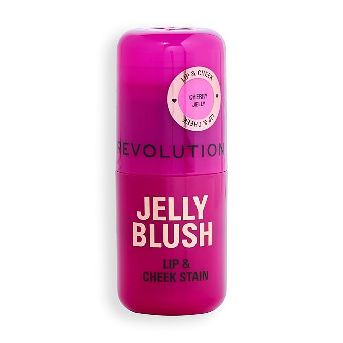 Revolution, Jelly Blush Stick Lip & Cheek Stain, Sheer, Buildable Coverage with Hydrating Hyaluronic Acid & Aloe for Multi-Use Glow, Vegan & Cruelty-Free, Cherry Red