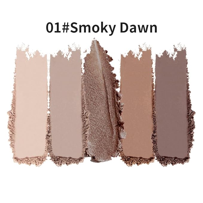 Nude Brown Neutral Matte & Shimmer Eyeshadow, 5 Color Highly Pigmented Blendable Soft Eye Shadow Palette Makeup for Older Women, Long Lasting Mini Travel Size, Suitable for Mature Skin 01#