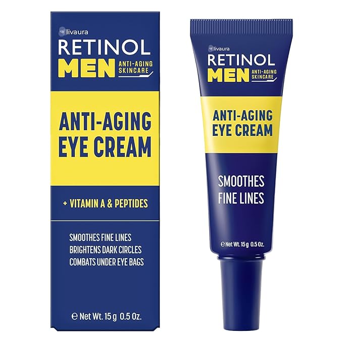 LIVAURA Retinol Men’s Eye Cream – Under Eye Treatment for Dark Circles, Puffiness & Bags, Dark Circle, Anti Aging Formula for Wrinkles, Hydrating Brightening Moisturizer for Eyes Area Care Treatment