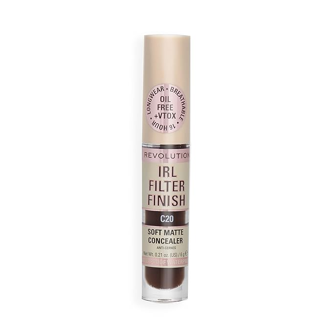 Revolution, IRL Filter Finish Concealer, Full Coverage, Oil-Free, Long-Lasting & Lightweight Formula, Infused with Hyaluronic Acid, Vegan & Cruelty-Free, C20, 0.21 oz
