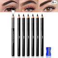 6Pcs Black Eyebrow Pencils for Women, Wooden Hard-Core Eyebrow and Eyeliner Pencil, Long Lasting Waterproof and Sweat-Proof, Beginner Makeup Brow Pencil With Pencil Sharpener (Black, 6Pcs)