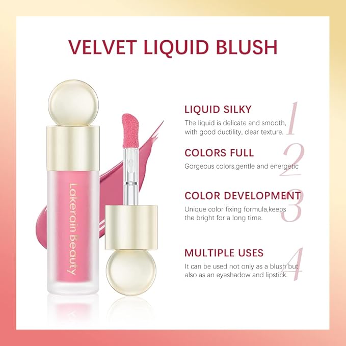 Liquid Blush Stick, Soft Velvet Cream Blush, Pink & Red Blush Skin Tint, Natural-Looking Matte Finish, Waterproof & Long Lasting Dewy Cheek Tint, Moisturizing & Lightweight Blendable Feel Blush (1#)