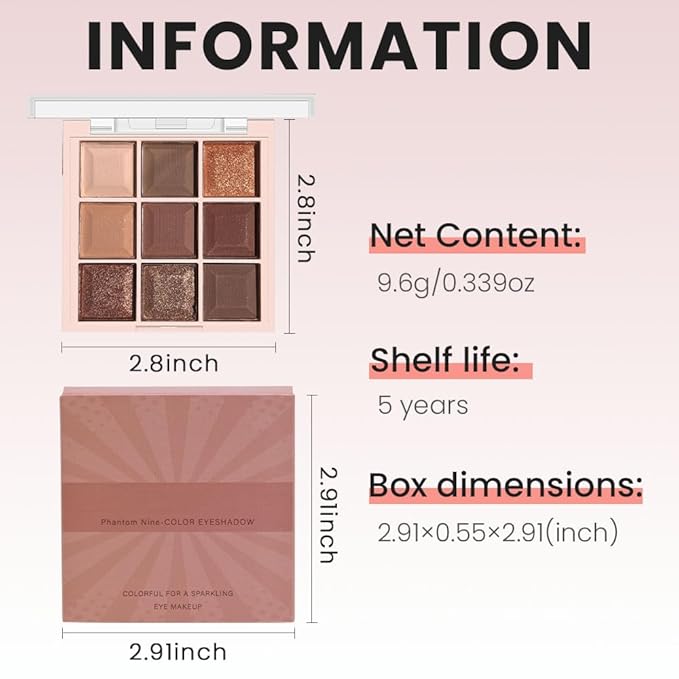 WanTuoluo 9 Colors Smoky Matte Shimmer Eyeshadow Palette for Women, Nude Rose Gold Light Medium Gray Wine Brown Purple, High Pigmented Primers Powder Spring Sale Deal 2026 (9 Colors-Nude Brown Gold)