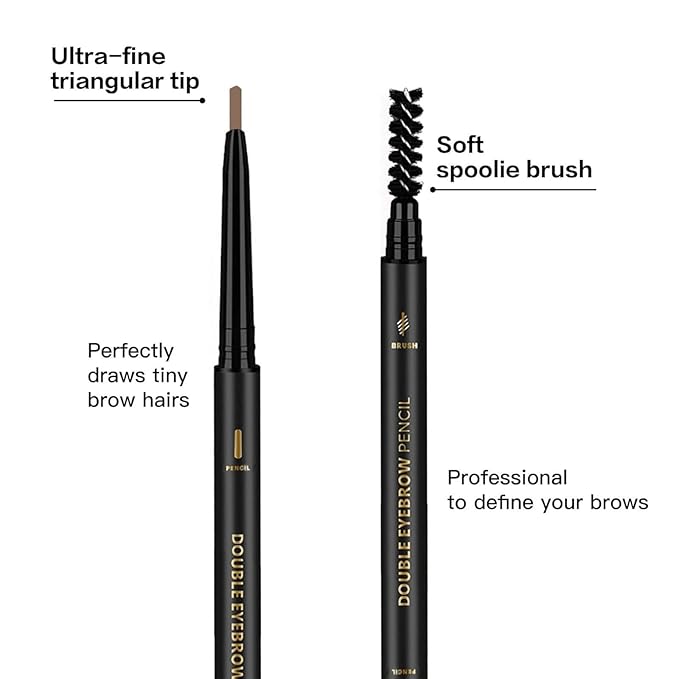 O'CHEAL 3Pcs Light Brown Eyebrow Pencil for Women, Premium Eye Brow Pencil with Spoolie Brush, Longwearing for Perfect Brows, Precision, Defines, Universal Waterproof Double-head Eyebrow Pen