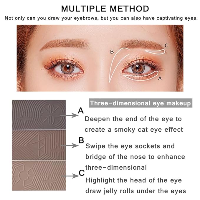 Eyebrow Powder Makeup Set - 3-Color Eyebrow Palette, Long-Lasting Eyebrows, Dark/Light Brown Eyebrow Powder, Fills and Shapes Perfect Brows for Women