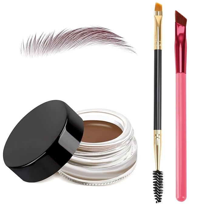 3 IN 1 Eyebrow Gel Kit With 2 Eyebrow Brushs,【High Pigment】,【Waterproof】,【Long Wearing】, Eyebrow Pomade For All Skin Tones, #03 chocolate