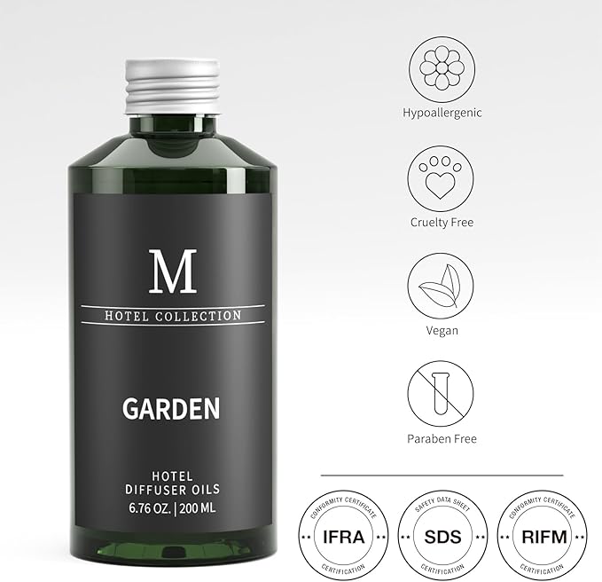 Hotel Scents Garden 6.76 Fl Oz (200 ml), Home Luxury Aroma,Hotel Fragrance Diffuser Oil,Hotel Diffuser Oil for Aromatherapy, Bigger Bottle, Bolder Aroma, Longer Lasting
