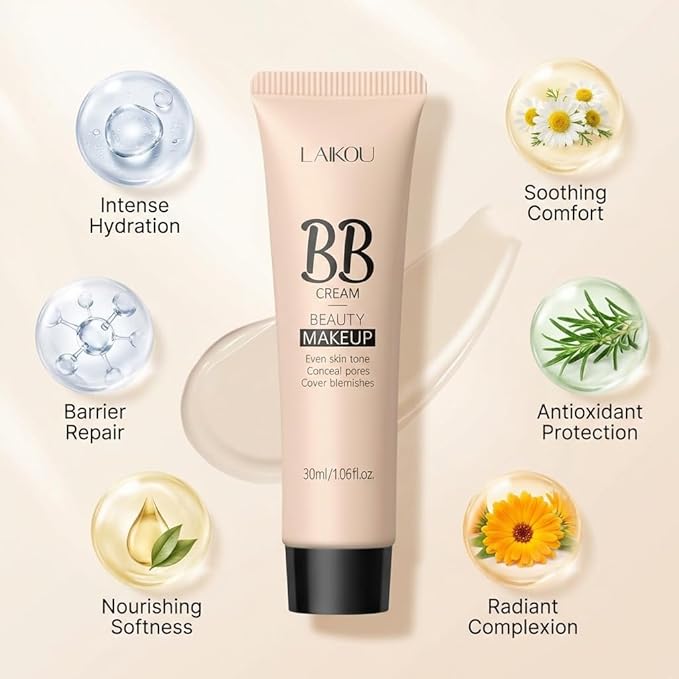 Korean BB Cream & Foundation 2-in-1 - Buildable Coverage Tinted Moisturizer with SPF, for a Natural Matte Finish & All-Day Wear (270 Wheat)