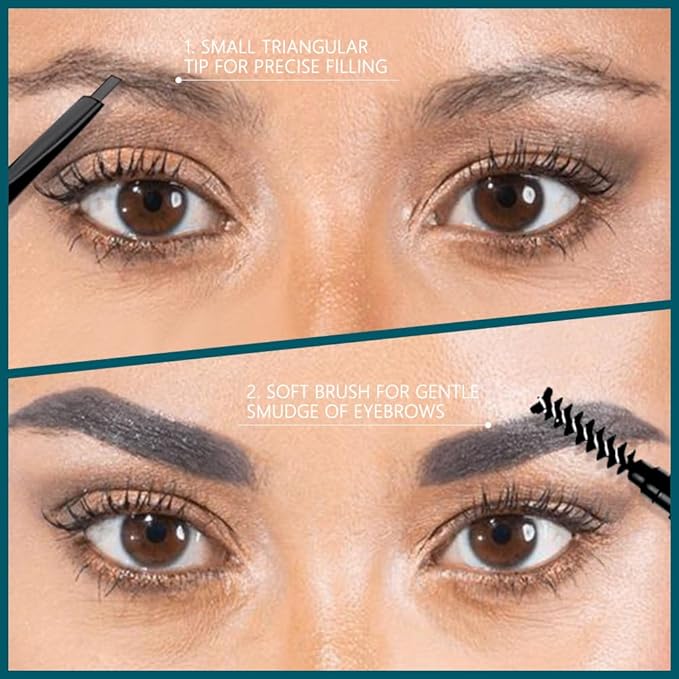 FeiCuiYun 5 Pcs Eyebrow Pencils for Women, Waterproof Professional Makeup Micro Brow Pencil, Grey Brow Kit with Eyebrow Brush, Ultra-Fine Mechanical Pencil, Vegan&Cruelty-Free (C04#Grey)