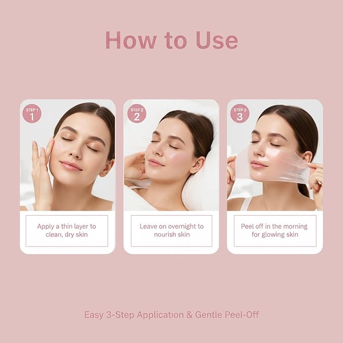 Collagen Night Wrapping Mask, Collagen Overnight Glass Skin Peel Off Face Mask, Elasticity & Hydration Care, Restored Balance & Ongoing Renewal, All Skin Types Skincare (2.53 fl.oz)