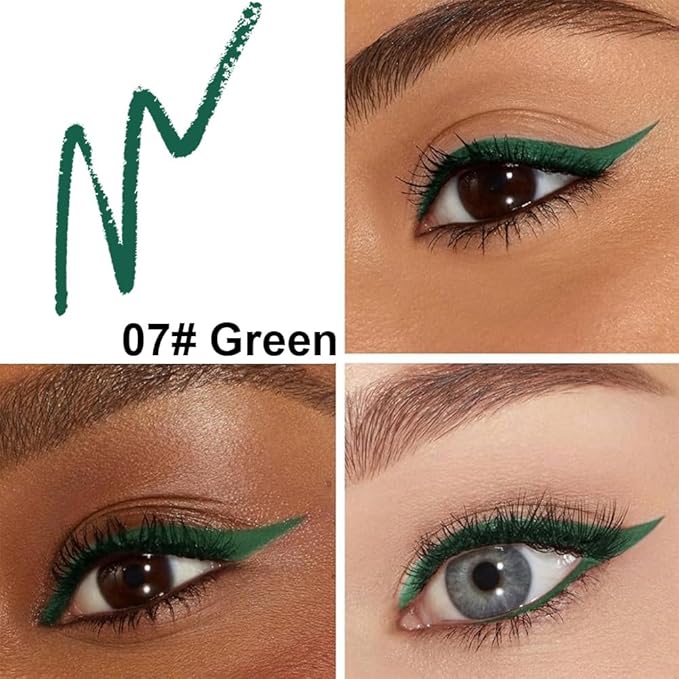 Retractable Creamy Eyeliner Eyeshadow Sticks for Eye Makeup, Ultra Pigmented Mechanical Eye Pencils, Smudge Proof Matte Satin Finish Formula, Longlasting, Vegan & Cruelty-Free (6 Pcs-Green-07)