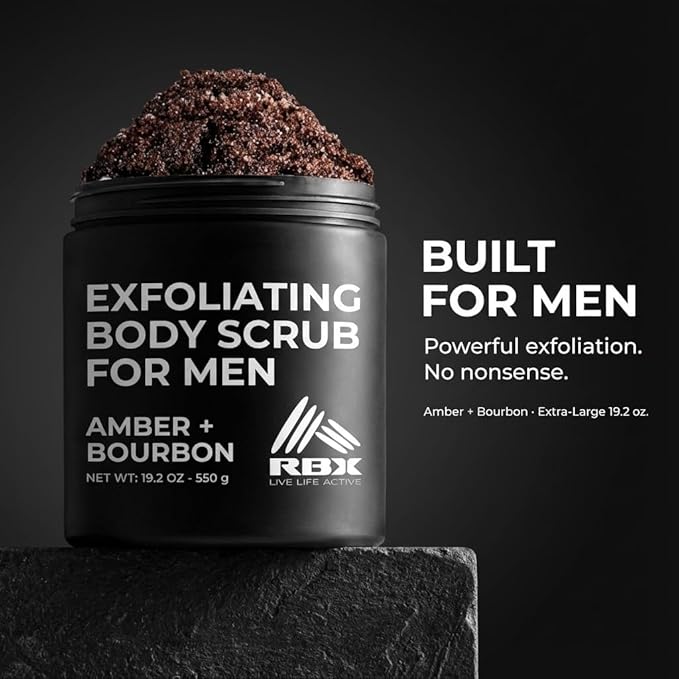 RBX Exfoliating Body Scrub For Men with Shea Butter Vitamin A and C, Moisturizing Hydrating Body Scrub for Healthy Skin