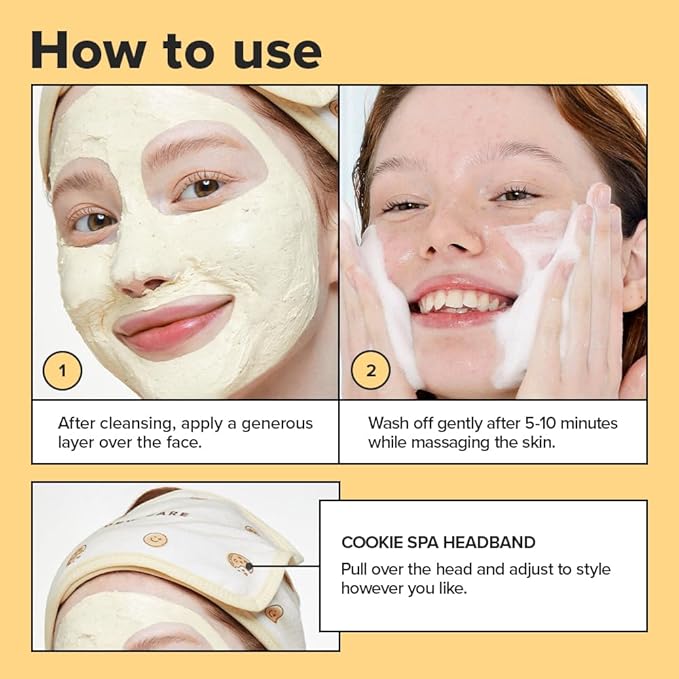 I DEW CARE Wash Off Face Mask Set - How Dough I Look | Headband, Skin Care Set for Girls & Teens, Hydrating & Soothing, Deep Cleansing, Hyaluronic Acid, Stocking Stuffers, Gifts For Women, 3.38 Oz