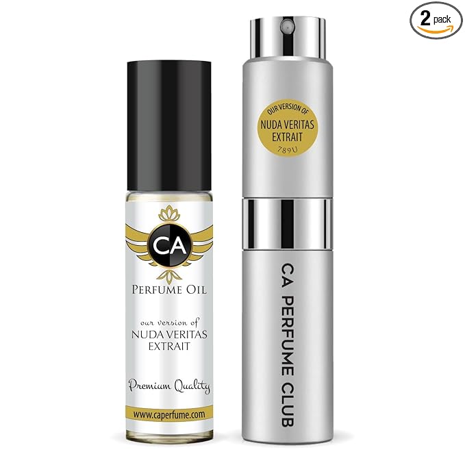 CA Perfume Duo Impression of Nuda Veritas Extrait For Women And Men Perfume Layering Set Long Lasting Travel Size EDP + Body Oil Roll-On Bottle 0.27 Fl Oz+0.33 Fl Oz