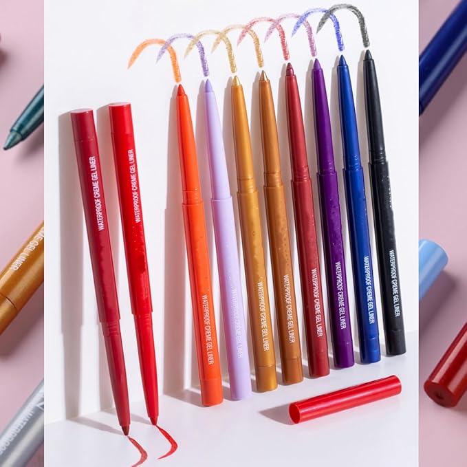 eye liner pencils no budge retractable eyeliner Sharpenable Multi-Use Longwear eyeliner pen Shimmer Gold