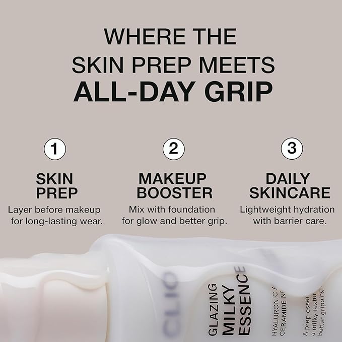 CLIO Glazing Milky Essence, Rice PDRN for Boosting Radiant Glass Skin, Lightweight Hydrating Skin Prep for Makeup, Ceramide Skin Barrier Care for Sensitive Skin, Korean Skincare (4.05 Fl Oz)