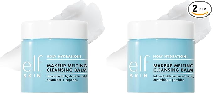 e.l.f. SKIN Holy Hydration! Makeup Melting Cleansing Balm JUMBO, Face Cleanser & Makeup Remover, Infused with Hyaluronic Acid to Hydrate Skin, 3.5 Oz, (Pack of 2)