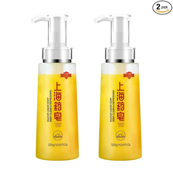 Bee & Flower Sulfur Soap Liquid Shampoo & Body Wash - Daily Head to Toe Skin Care Product for Men and Women - 10.8 Fl Oz - Pack of 2