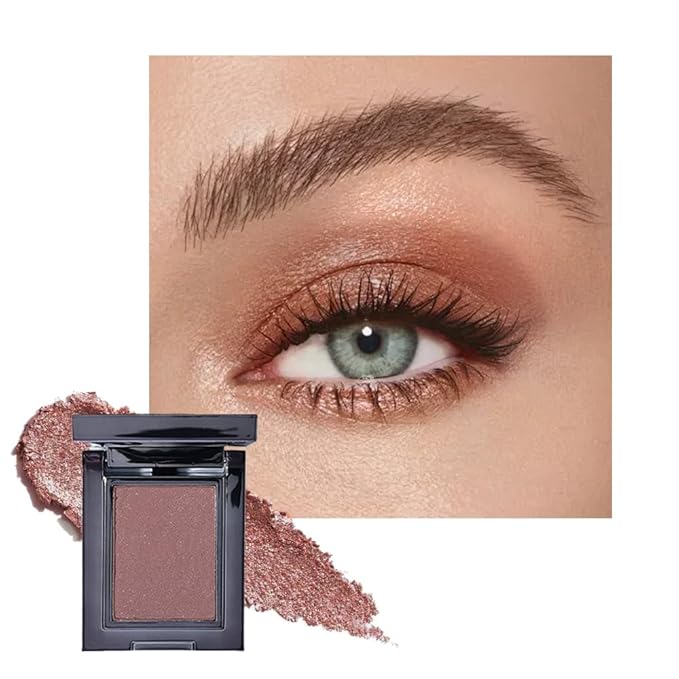 CAKAILA Red Brown Shimmer Single Eye Shadow Palette Makeup with Mirror,Neutral Powder Monochrome Eyeshadow for Older Women,Waterproof Long Lasting Naturing-Looking sombras para ojos