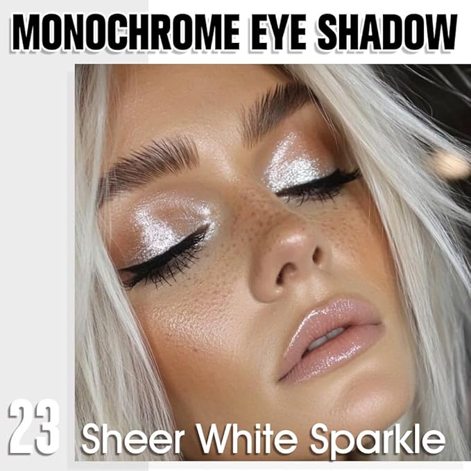 Pearl White Shimmer Single Eyeshadow Makeup, Neutral Powde Eye Shadow for Women, Sparkly Pearl Glitter Singles Eyeshadow Palette Pigmented Waterproof, sombras para ojos, 23