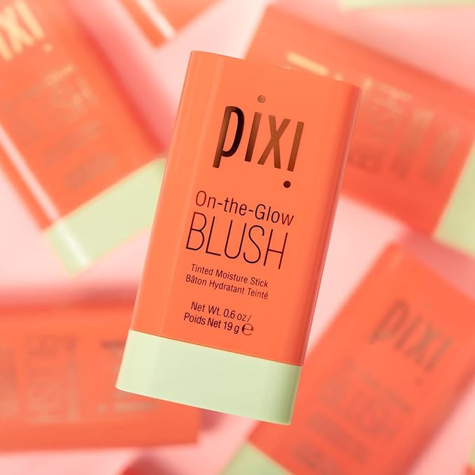 Pixi On-the-Glow Blush Stick in Juicy, Hydrating Tinted Moisture Stick for Cheeks and Lips with Ginseng, Aloe Vera and Fruit Extracts, Twist-Up Design, Paraben-Free, 19g / 0.6 oz